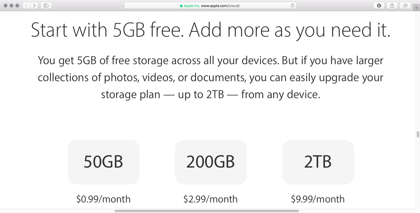 icloud photos prices