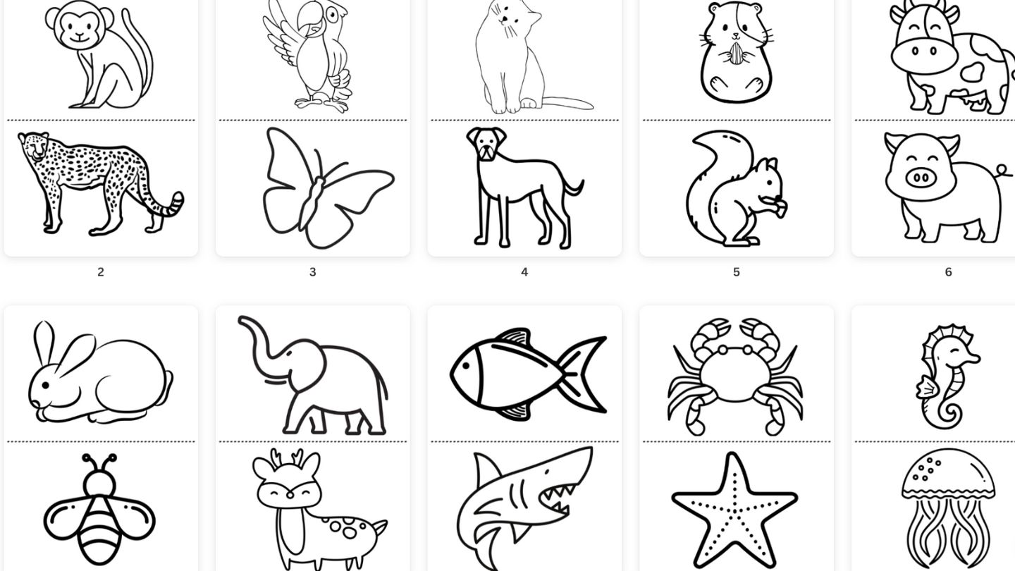 animal easy coloring pages