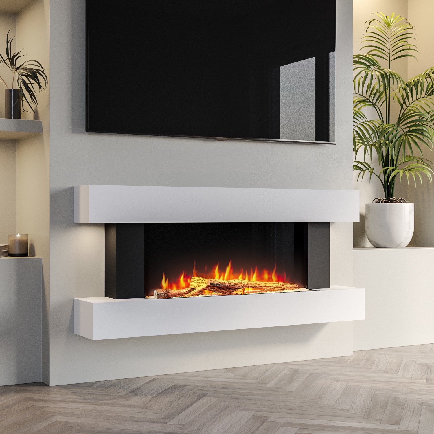 wall mount electric fireplace white