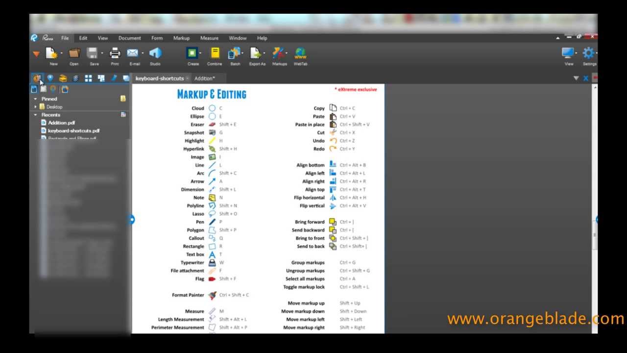 bluebeam shortcuts