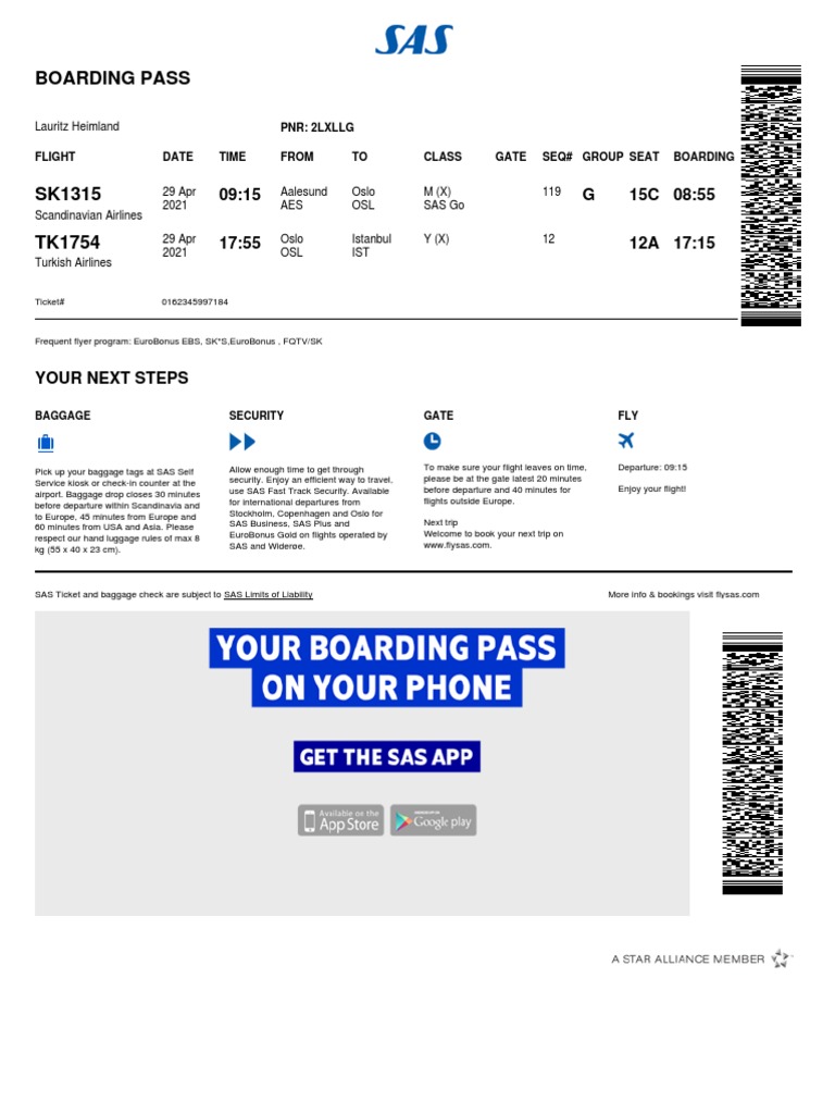 sas wallet boarding pass