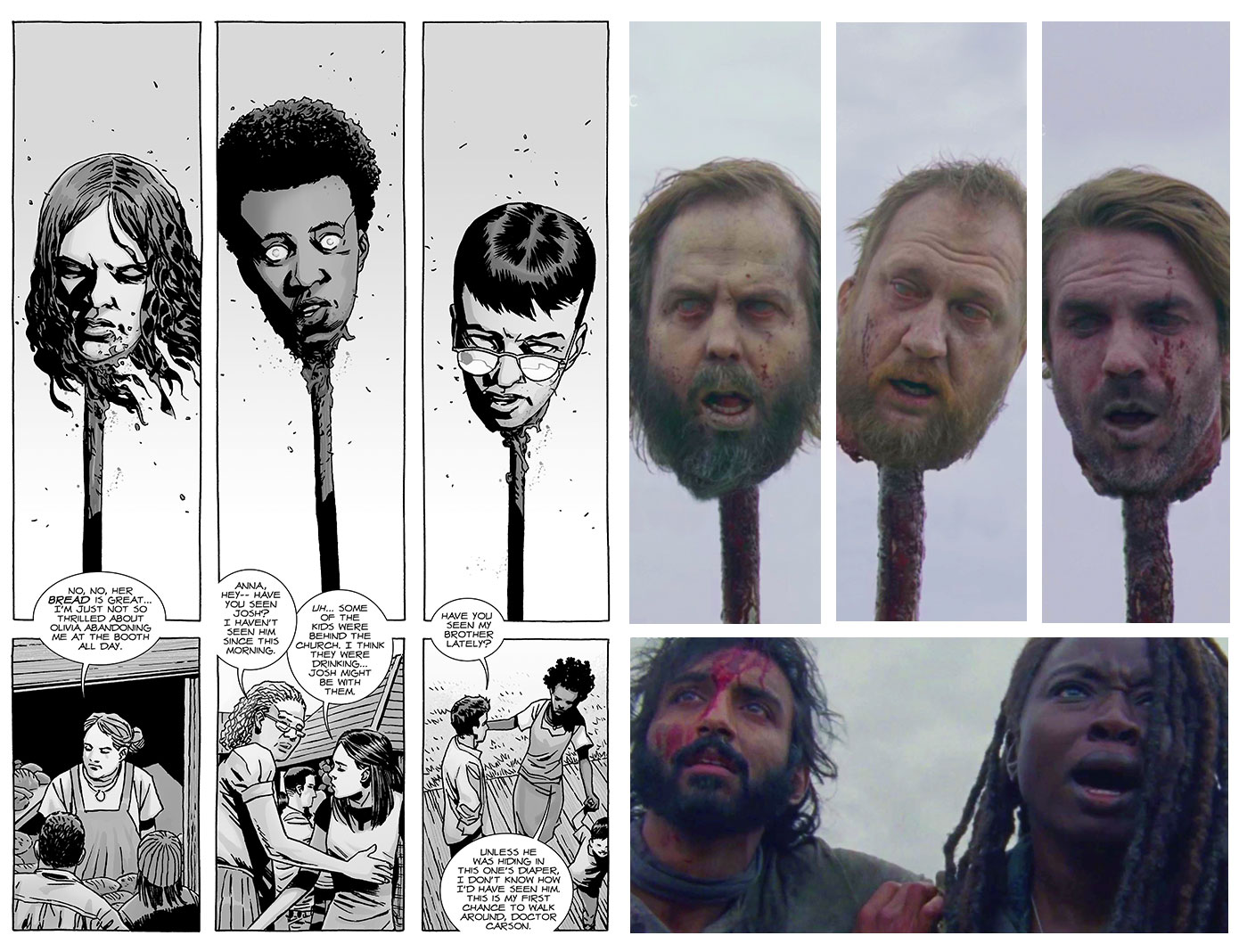 heads on sticks walking dead