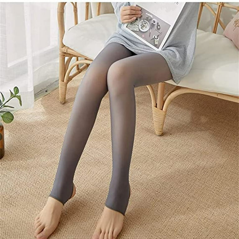 fleece fake translucent tights