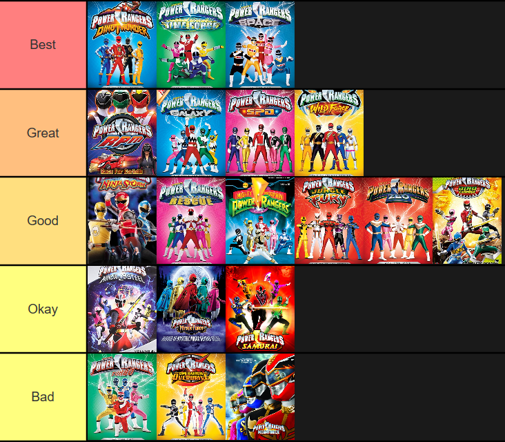 power rangers seasons list