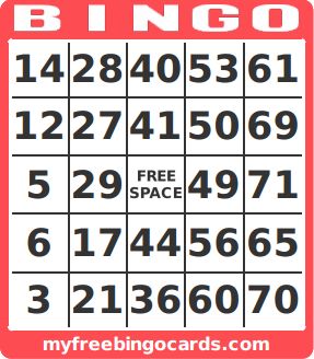 my free bingo cards