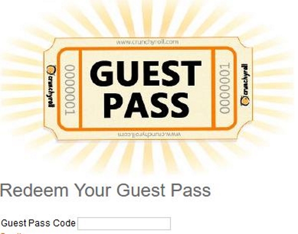 redeem guest pass crunchyroll