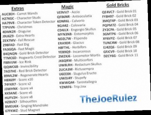 lego harry potter codes