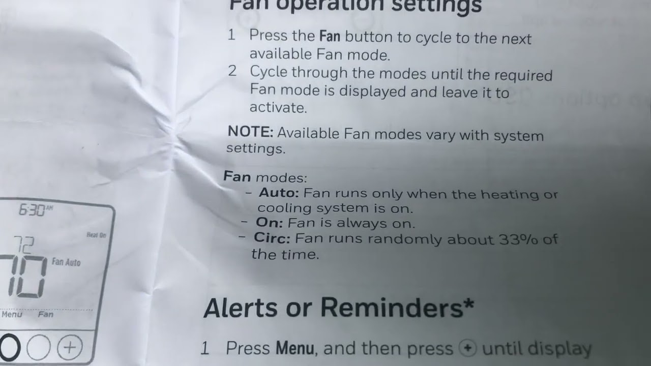 honeywell thermostat fan circulate setting