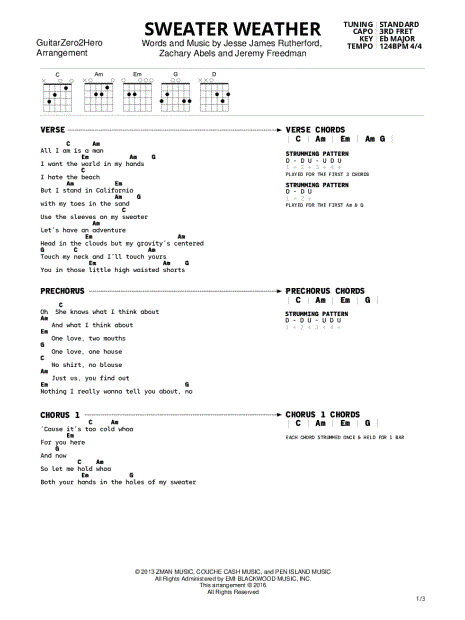 sweater weather guitar chords