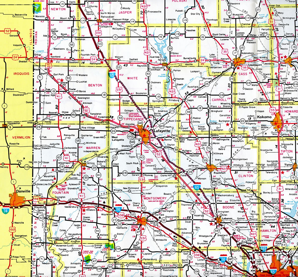 i 65 mile marker map indiana