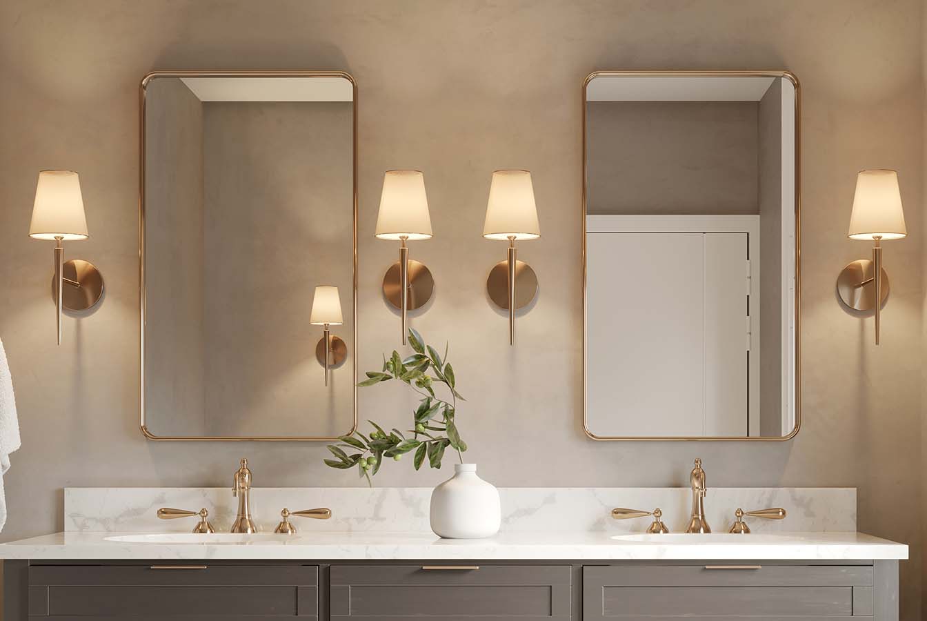 sconces on bathroom mirror