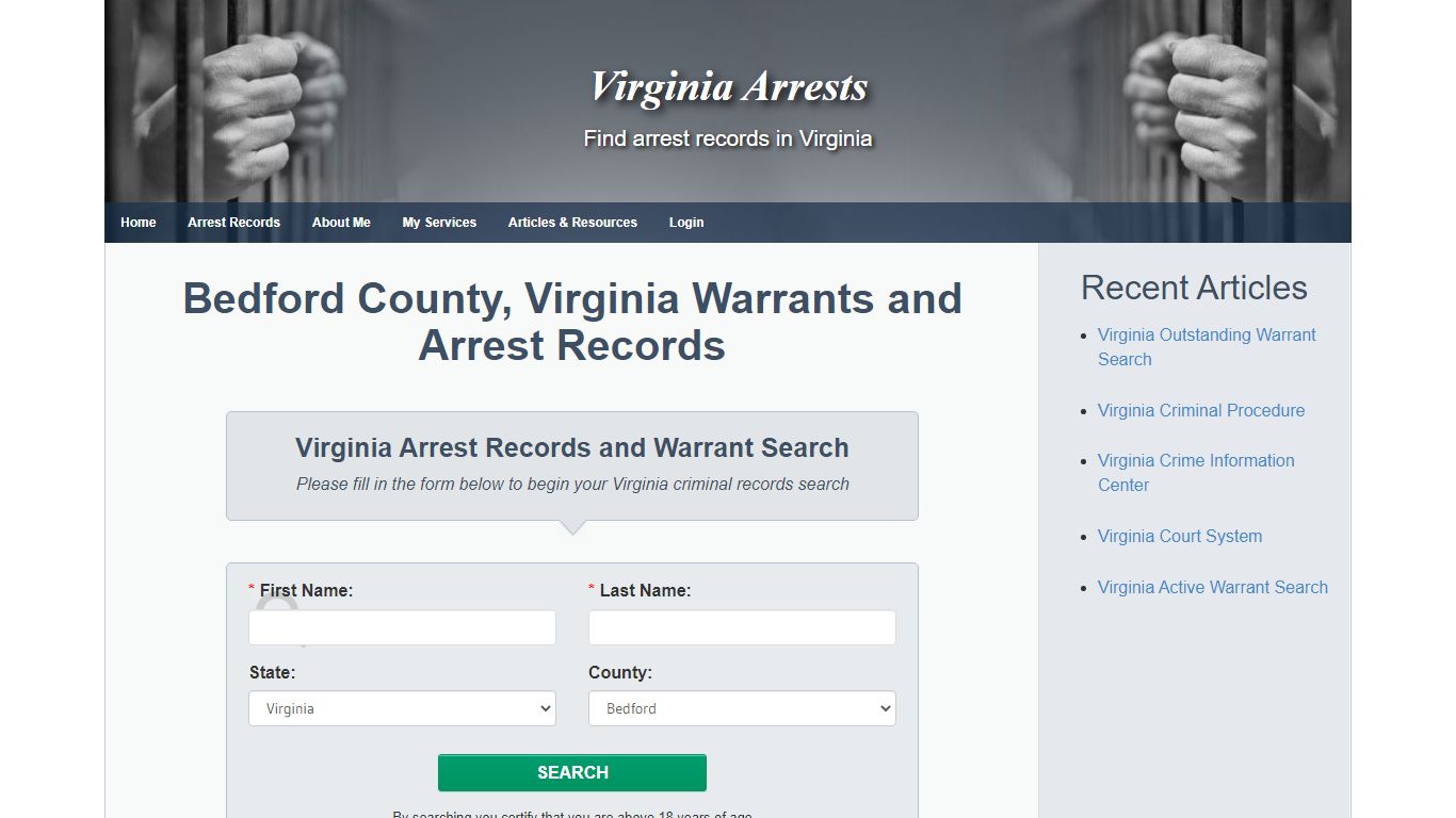 virginiaarrests.org bedford