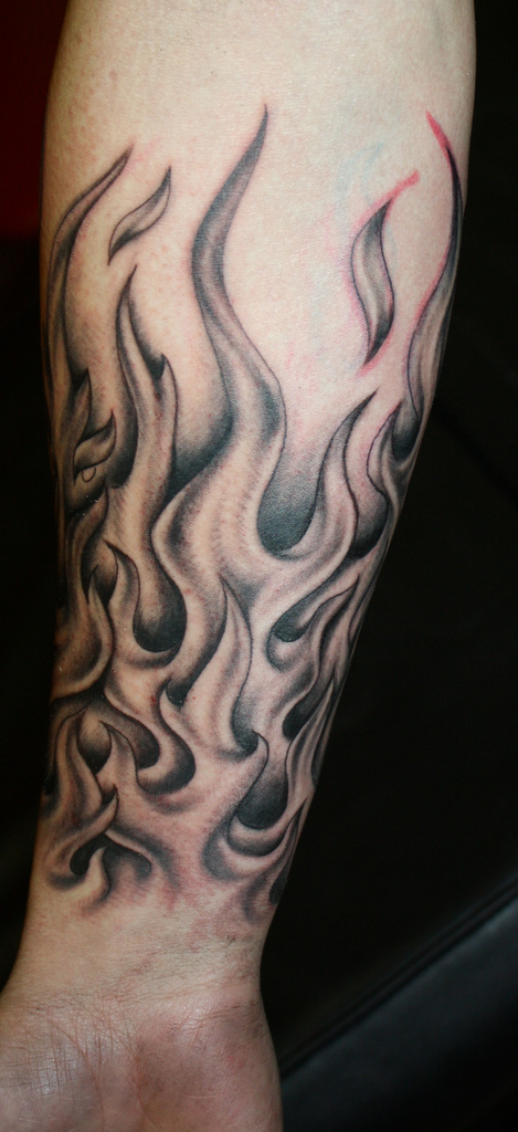 flame tattoo arm