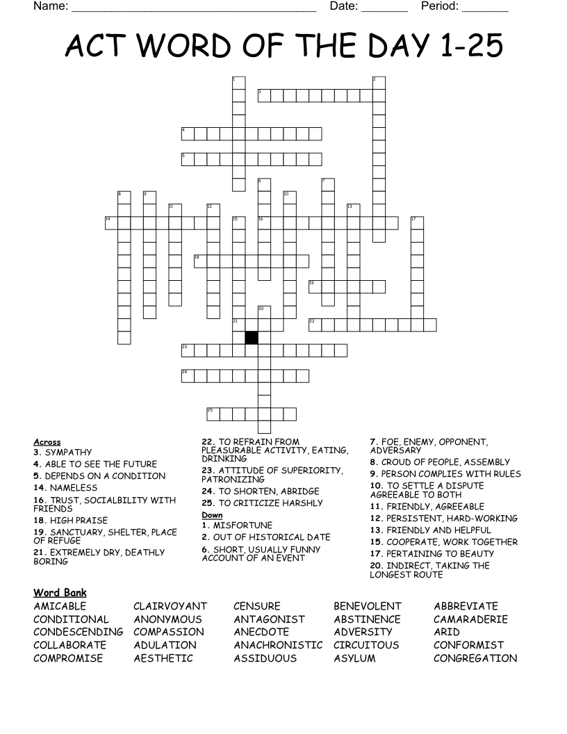 act crossword clue