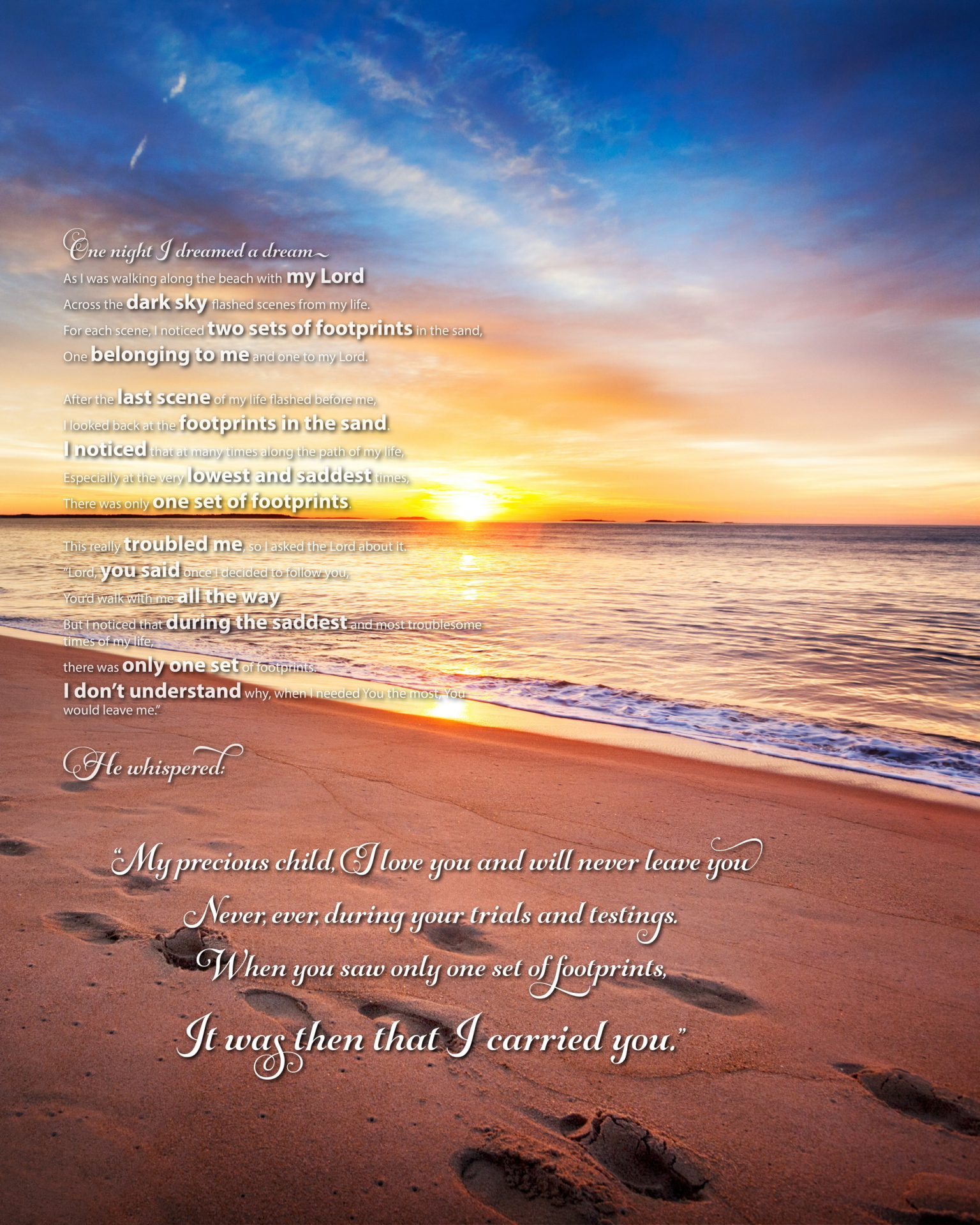 bible verse footprints in the sand poem