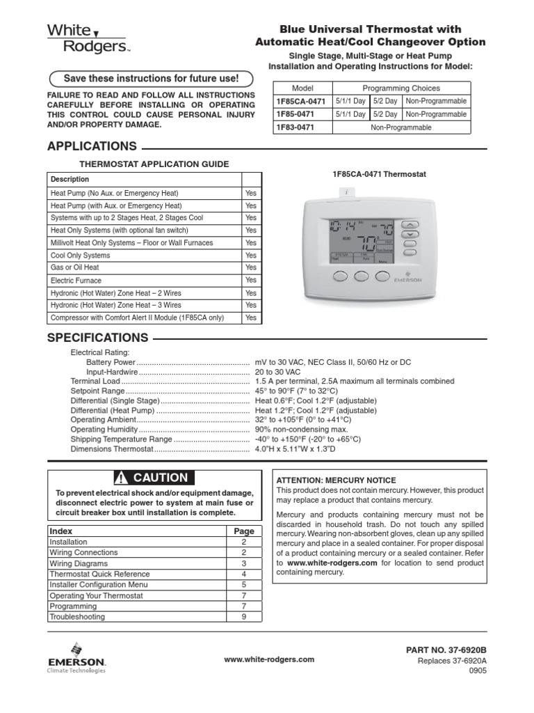 emerson thermostat manual francais