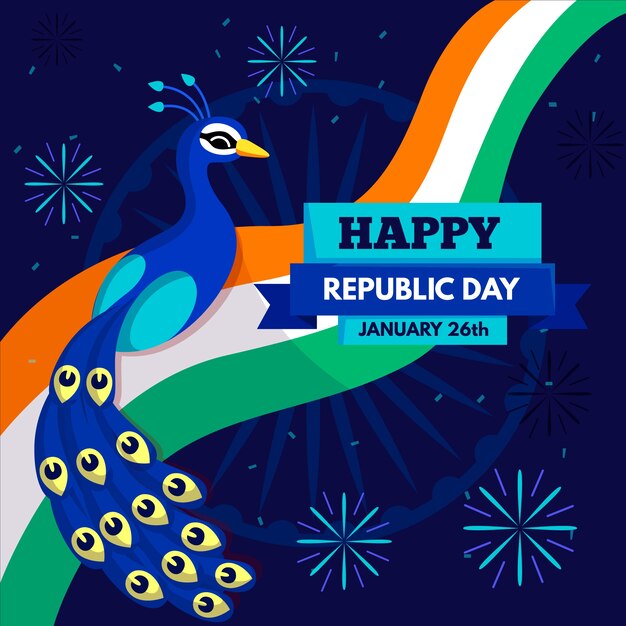 republic day drawing peacock