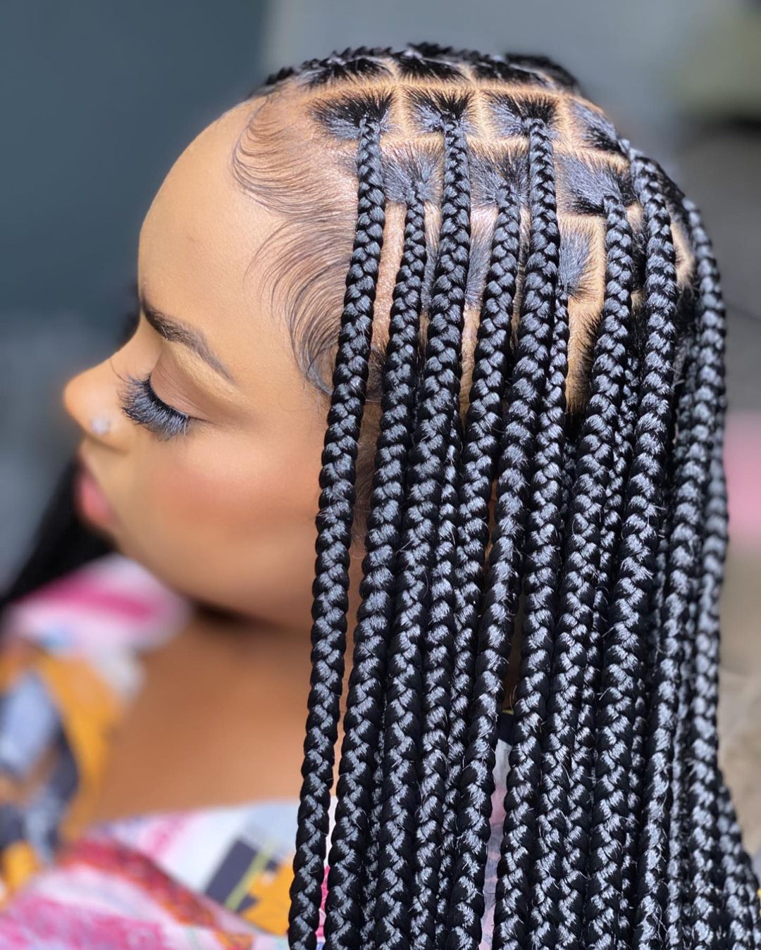 medium sized neat box braids