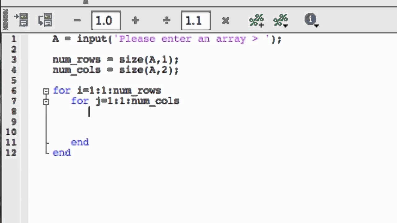 for loop in matlab