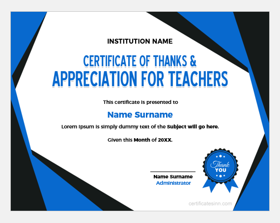 certificate of appreciation for teachers day