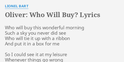 lyrics who will buy