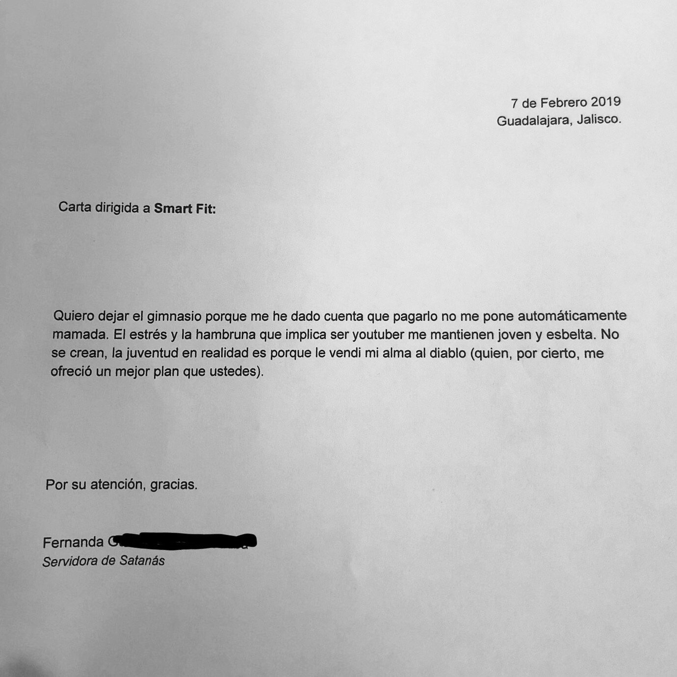 carta para darte de baja en smart fit