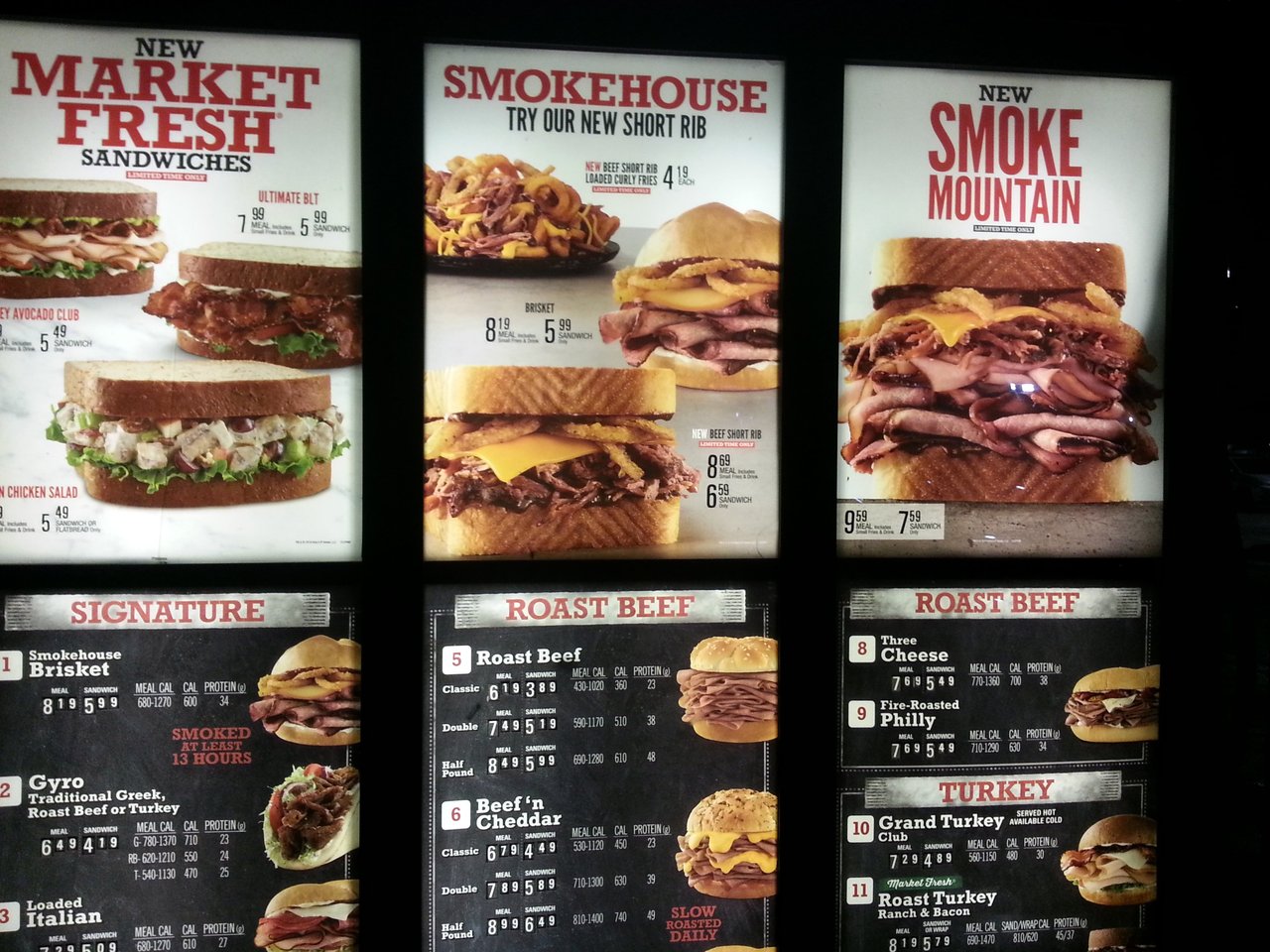 arbys menu