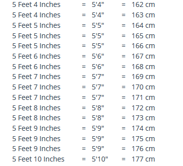 1.77 m in feet and inches