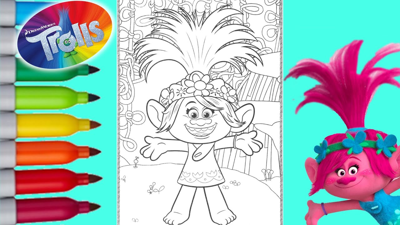 trolls coloring pages poppy