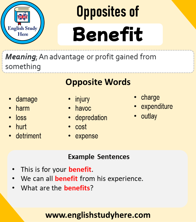 benefit opposite antonym