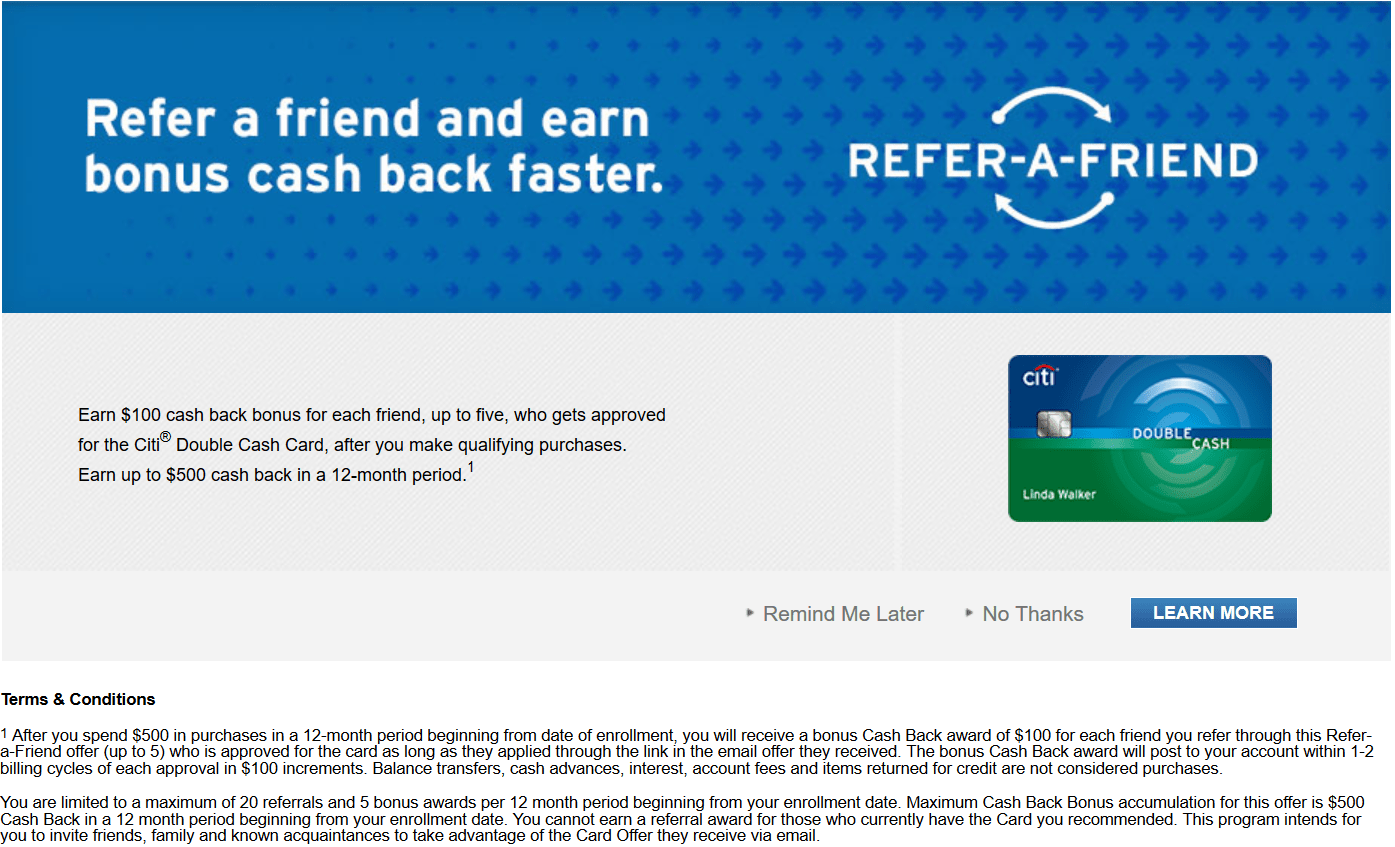 citibank credit card referral