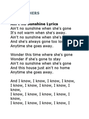 ain t no sunshine lyrics