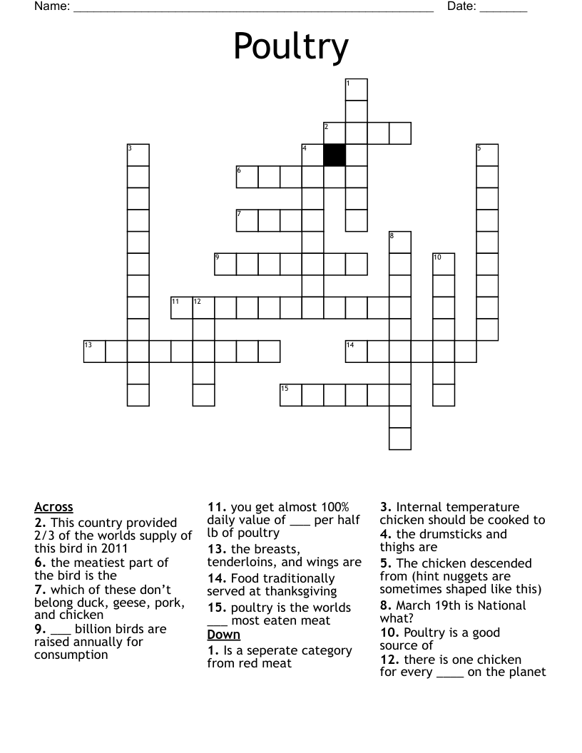 poultry crossword