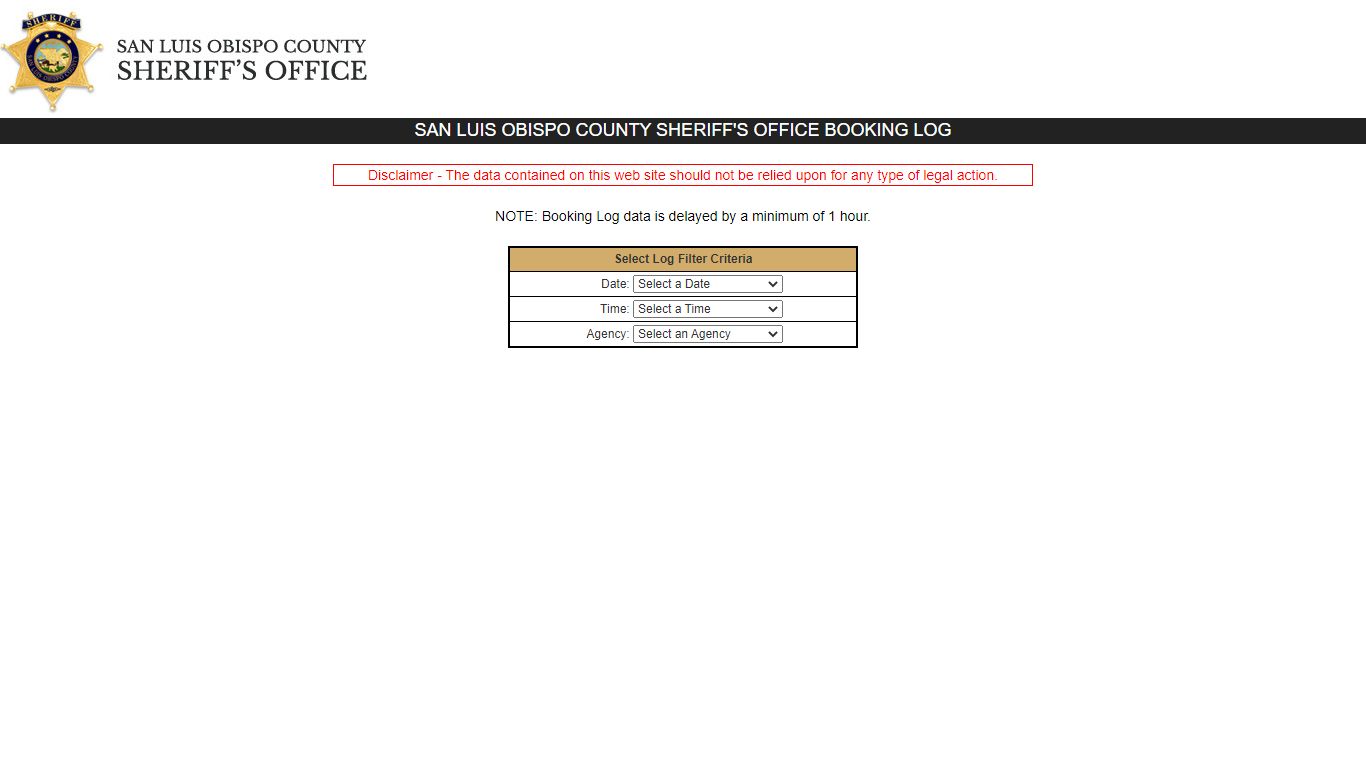 san luis obispo sheriff booking log