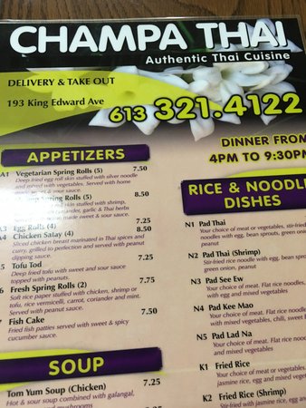 champa thai cuisine menu