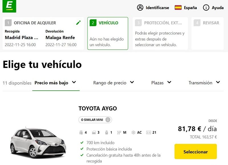 alquiler de coches europcar