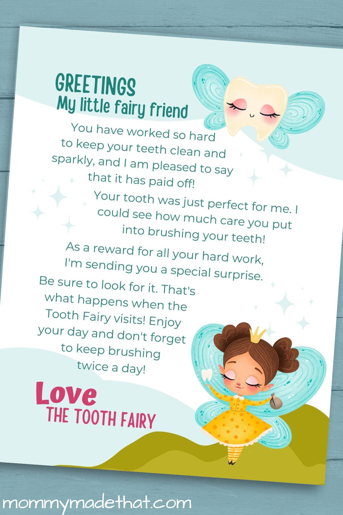 printable tooth fairy letter pdf