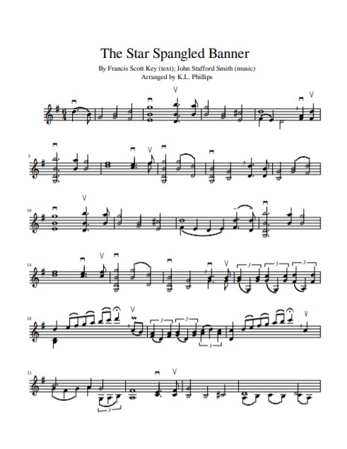 violin star spangled banner sheet music