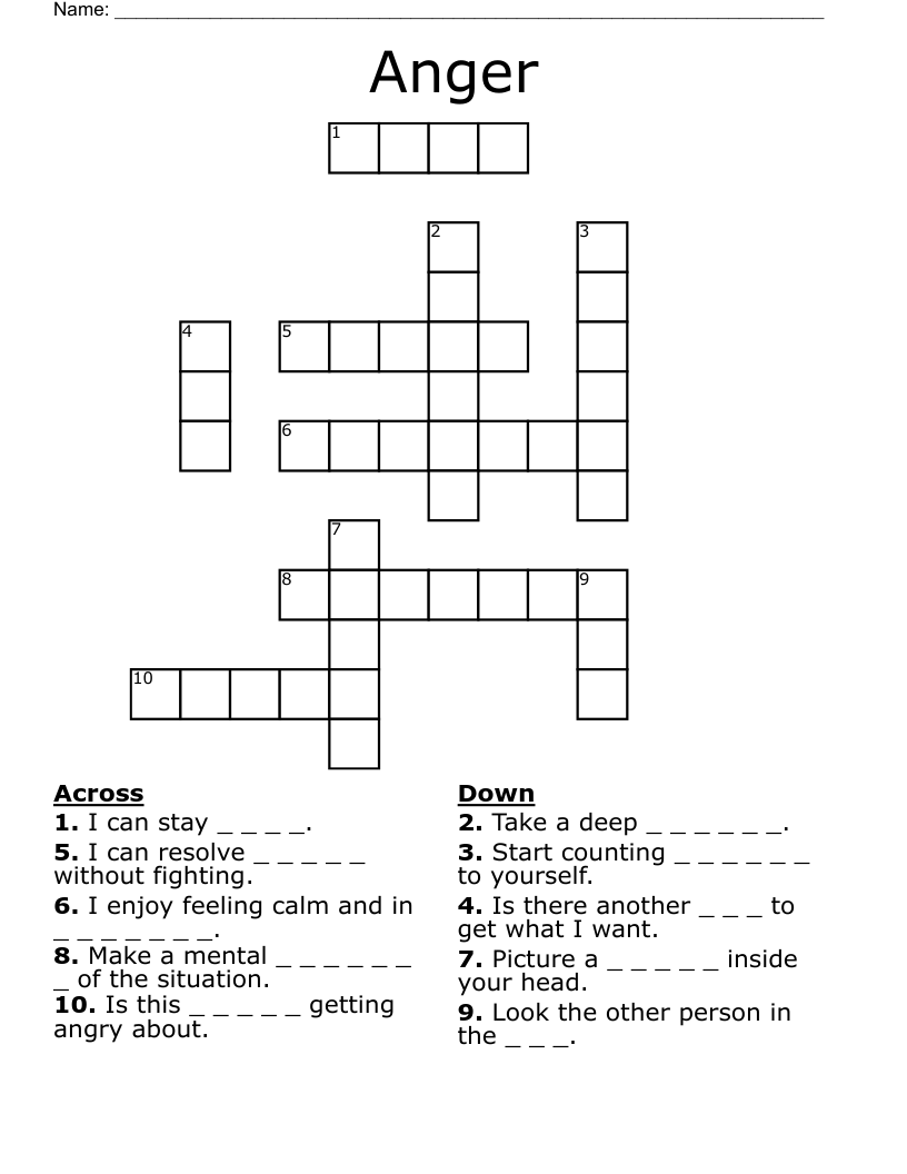 filled with anger crossword