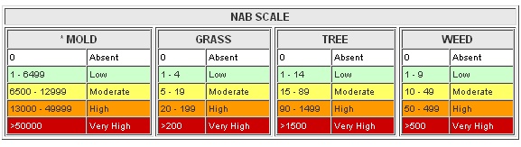 what are the pollen levels today