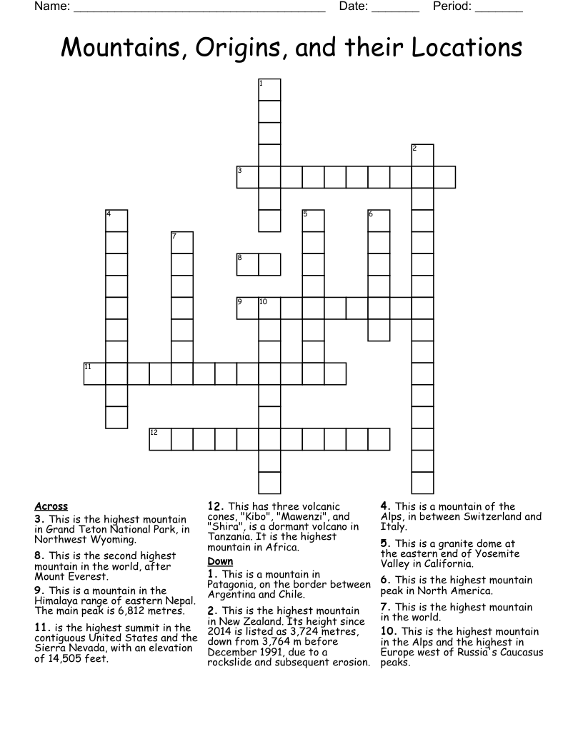 location crossword