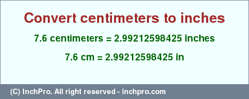 7.6cm to inches