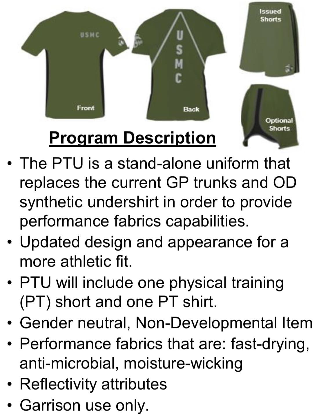 new marine pt uniform