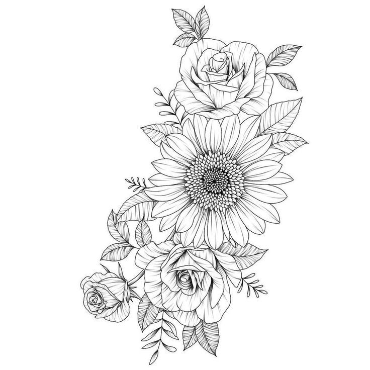 flower tattoo designs black white