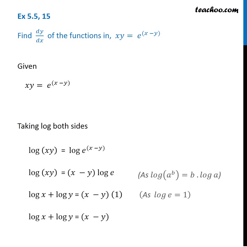 derivative of e xy with respect to y