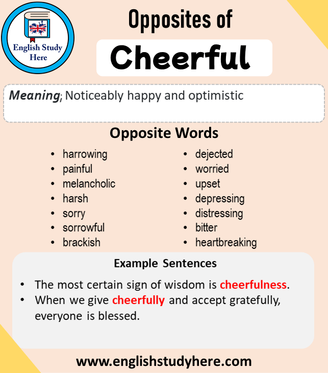 cheerful opposite word in english