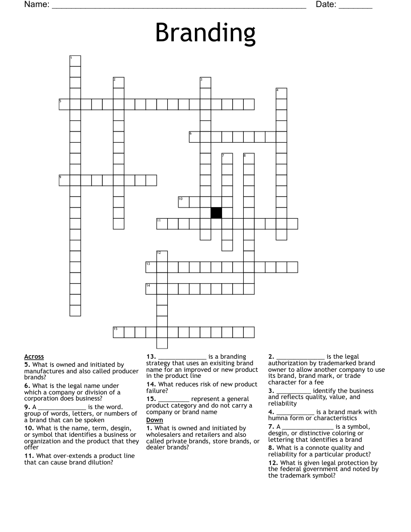 brand names crossword