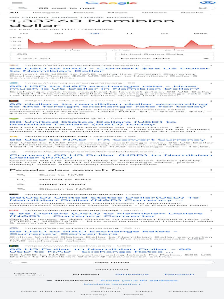 us dollar to namibian dollar exchange rate