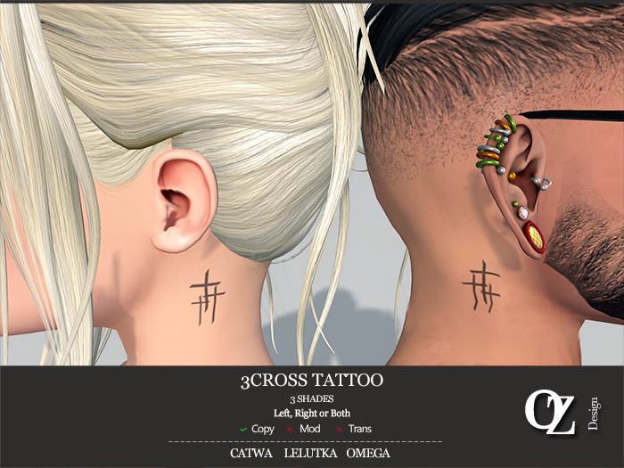 3 cross tattoo on neck