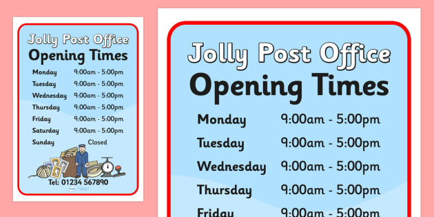 saturday opening times post office